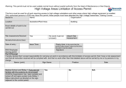 High Voltage Areas Access permit and surveying risk assessment