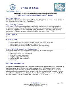 Critical Load Lesson Plan