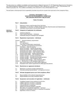 NI 31-103 - Ontario Securities Commission