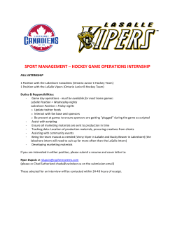SPORT MANAGEMENT – HOCKEY GAME OPERATIONS
