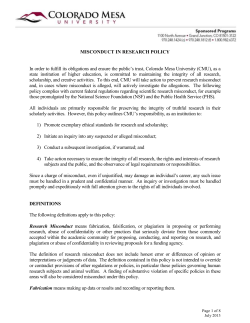 Misconduct in Research Policy