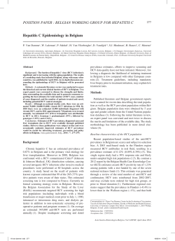 Hepatitis C Epidemiology in Belgium POSITION PAPER : BELGIAN