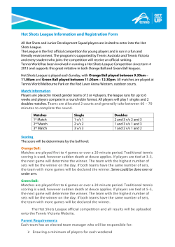 Hot Shots League Information and Registration Form