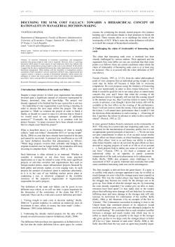 discussing the sunk cost fallacy: towards a