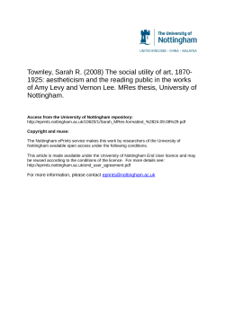 the social utility of art, 1870-1925: aestheticism and the reading