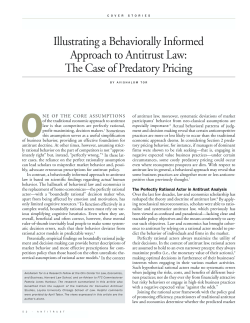 Illustrating a Behaviorally Informed Approach to Antitrust Law: The