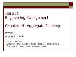 Capacity and Aggregate Planning