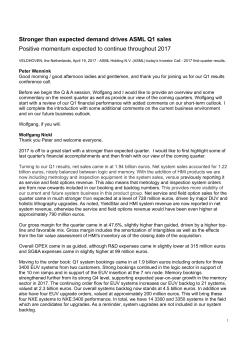 Stronger than expected demand drives ASML Q1