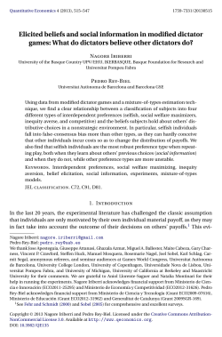 Elicited beliefs and social information in modi&ldquo;ed dictator games