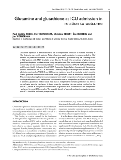Glutamine and glutathione at ICU admission in relation to outcome