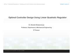 Optimal Controller Design Using Linear Quadratic Regulator
