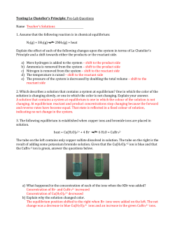 Testing Le Chatelier`s Principle: Pre