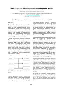 Modelling water blending - sensitivity of optimal policies