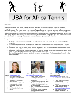 Dear Donor, Former top 20 ranked WTA player, Mariaan de Swardt