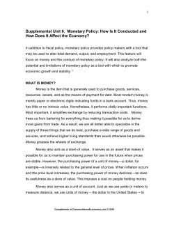 Supplement 6 monetary - Common Sense Economics