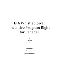 Is A Whistleblower Incentive Program Right for Canada?