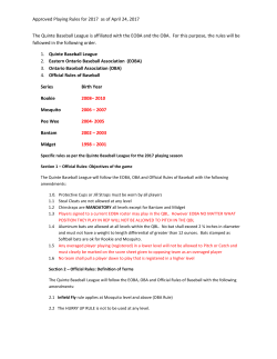 Approved Playing Rules for 2017 as of April 24, 2017 The Quinte