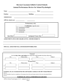 APR for School Psychologists - Ravena-Coeymans