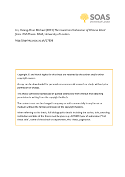 Lin, Hsiang-Chun Michael (2013) The investment behaviour of