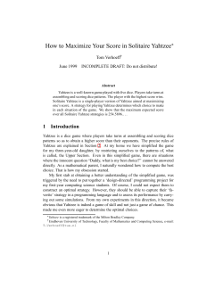 Solving Solitaire Yahtzee - Software Engineering and Technology