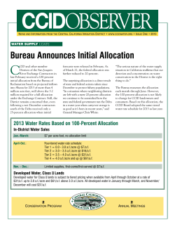 Bureau Announces Initial Allocation