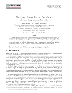 Multicriteria Entropy Bimatrix Goal Game: A Fuzzy Programming