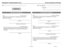 Cook County Board of Review Substitution of Representation Form