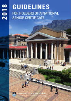 Guidelines for admission to UCT in 2018