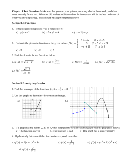 Chapter 1 Test Overview: Make sure that you use your quizzes