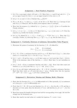 Assignment 1 : Real Numbers, Sequences 1. Let A be a non