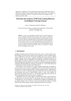 Detection and Analysis of Off-Task Gaming Behavior in Intelligent