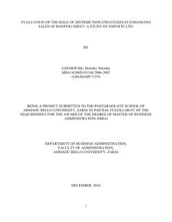 EVALUATION OF THE ROLE OF DISTRIBUTION STRATEGIES IN