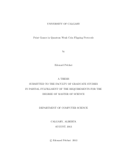 UNIVERSITY OF CALGARY Point Games in Quantum Weak Coin