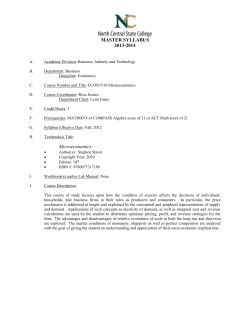 MASTER SYLLABUS 2013-2014 A. Academic Division: Business