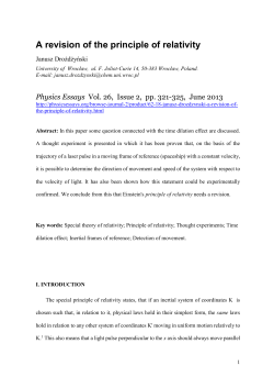 A revision of the principle of relativity - zbigniew