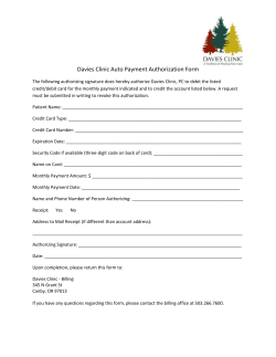 Davies Clinic Auto Payment Authorization Form The following