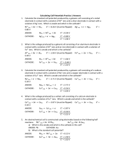Calculating Cell Potentials Practice Answers