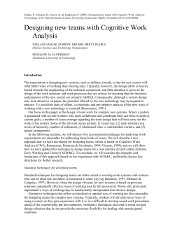 Designing new teams with Cognitive Work Analysis