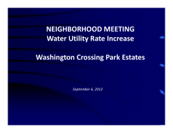 NEIGHBORHOOD MEETING Water Utility Rate Increase