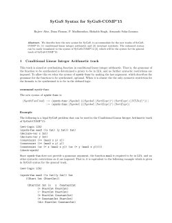 SyGuS Syntax for SyGuS