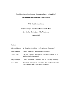 New Directions in Development Economics: More Theory or More