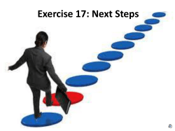 Exercise 17: Next Steps What experienced institutions can