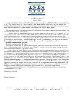Board Meeting Minutes May 1st, 2008 A meeting of the Board of