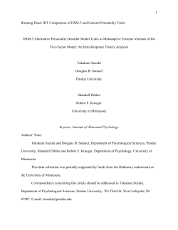 Running Head: IRT Comparison of DSM