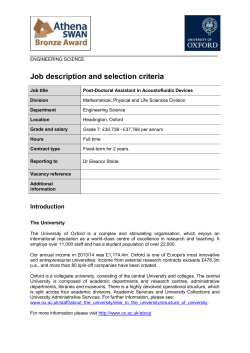 Job description and selection criteria
