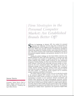 Firm Strategies in the Personal Computer Market: Are Established