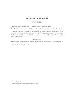 ERRATUM TO MY THESIS In my thesis [Fr03, Corollary 9.3] I