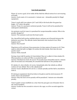 Case book questions Player A1 scores a goal. As he walks off the