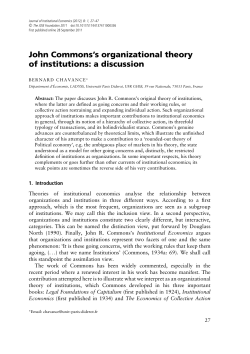 John Commons`s organizational theory of institutions: a