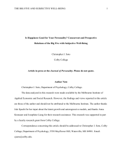 THE BIG FIVE AND SUBJECTIVE WELL